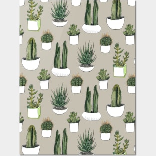Watercolour Cacti & Succulents – Beige Posters and Art